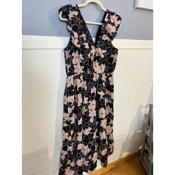 Who What Wear Black Floral Midi Dress - Picture 9 of 11
